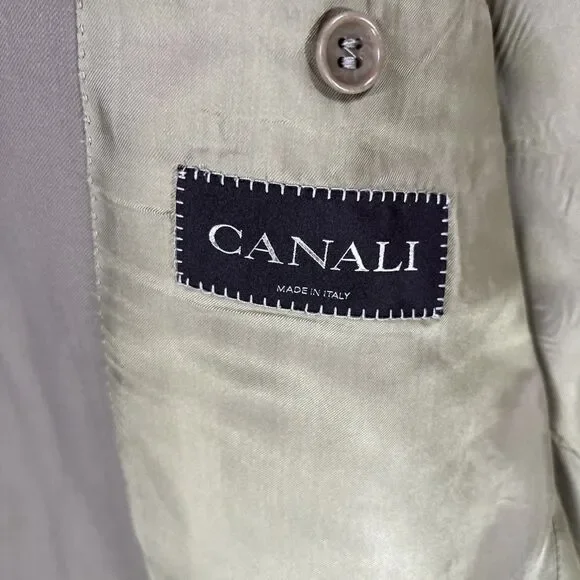 Canali Beige Wool Blazer Sport Coat Italy Mens 52 US 42R Bemberg Lined